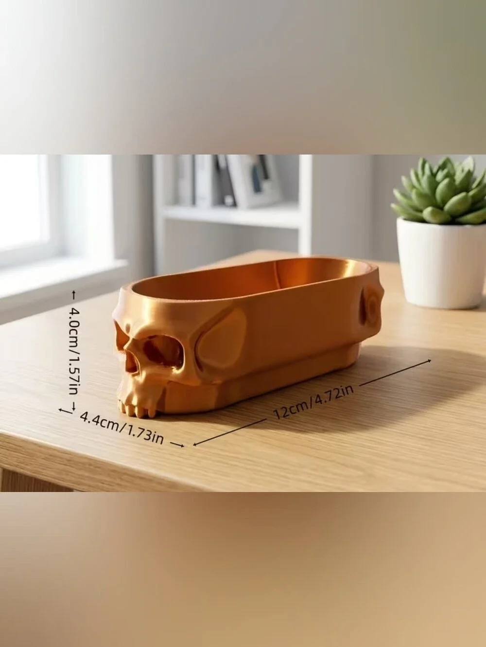 Decorative Skulls Catchall Trays - Copper and Silver- Set Of 2